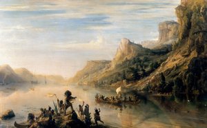 Jacques Cartier ontdekte de Saint Lawrence-rivier in 1535 door Jean Antoine Theodore Gudin