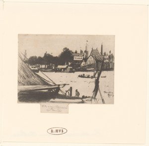 Gezicht op rivier met boten