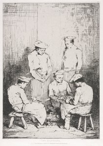De aardappelschillers door Auguste Theodule Ribot