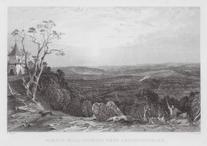 Bardon Hill, kijkend naar het westen, Leicestershire (gravure) door Thomas (after) Allom