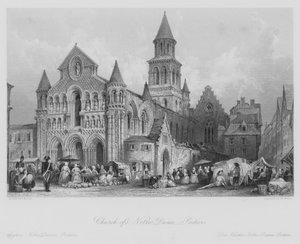 Kerk van Notre Dame, Poitiers (gravure)