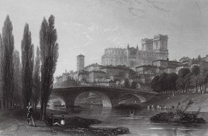 Stad van Auch, Pyreneeën (gravure) door Thomas (after) Allom