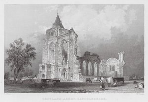 Croyland Abbey, Lincolnshire (gravure) door Thomas (after) Allom