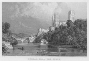 Durham, vanuit het zuiden (gravure)