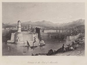 Ingang van de haven van Marseille (gravure)