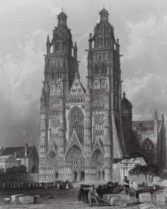 Exterieur van de Kathedraal van St Gatien, Tours door Thomas (after) Allom