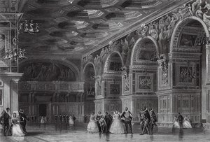 Galerij van Hendrik II in Fontainebleau (gravure) door Thomas (after) Allom