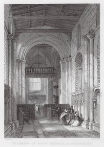 Interieur van Stow Church, Lincolnshire (gravure) door Thomas (after) Allom
