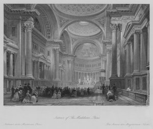 Interieur van de Madeleine, Parijs (gravure)