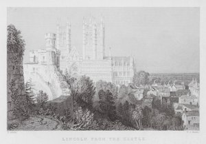 Lincoln vanaf het kasteel (gravure) door Thomas (after) Allom