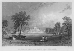 Lowther Castle en Park, Westmorland (gravure) door Thomas (after) Allom