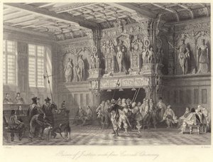 Paleis van Justitie, met fijn Gesneden Schoorsteen, Brugge door Thomas (after) Allom