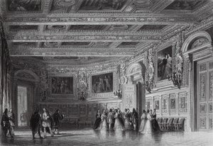 Salon van Lodewijk XIII, Fontainebleau (gravure) door Thomas (after) Allom