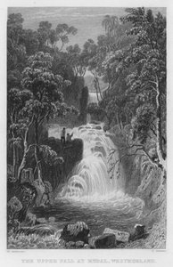 De bovenste waterval bij Rydal, Westmorland (gravure) door Thomas (after) Allom