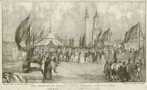 De ceremonie van de opening van de London Bridge door Thomas (after) Allom