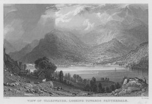 Uitzicht op Ulleswater, richting Patterdale (gravure)