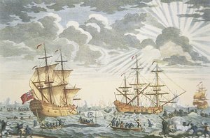 De Groenlandse of Walvisvangst, gegraveerd door E. Kirkall, ca. 1720