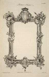 Ontwerp voor een schilderijlijst, gepubliceerd 1761 (gravure) door Thomas (after) Chippendale