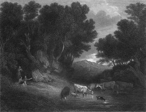 De drinkplaats (gravure) door Thomas (after) Gainsborough