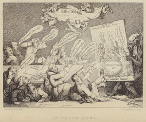 Een Ierse weeklacht: bijeenkomst van de Nationale Conventie van Verenigde Ieren die de verschrikkingen van het republicanisme getoond krijgen, zoals geïllustreerd door de Franse Revolutie
