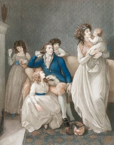 Laat 18e begin 19e eeuw welgestelde familiescène.