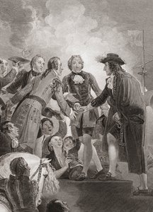 Willem, Prins van Oranje (later Koning Willem III) landt in Brixham (prent) door Thomas (after) Stothard