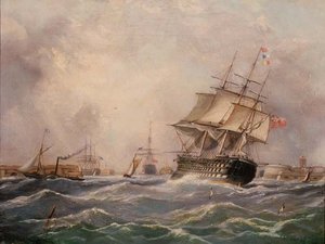 Brits oorlogsschip bij Portsmouth