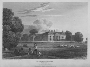 Blandford House, Oxfordshire, zetel van de Hertogen van Beaufort door Thomas A. Woolnoth