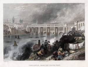 Hoge brug over de Tyne bij Newcastle, 1849