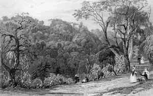 Kasteel Eden Hall, Durham, 1833 door Thomas Allom