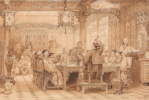 Dinerfeest in het Huis van een Mandarijn door Thomas Allom