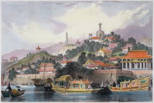 Tuin van het keizerlijk paleis, Peking, China door Thomas Allom