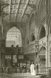 Interieur van de Collegiale Kerk, Manchester door Thomas Allom