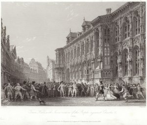 Stadhuis met opstand van het volk tegen Karel V