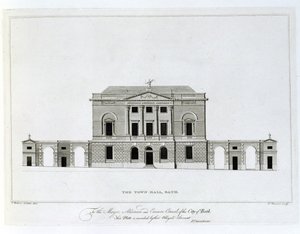 Het stadhuis, Bath, gegraveerd door T. Bonnor door Thomas Baldwin