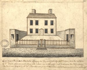 Levers House, Manchester, 1819 (pen en inkt en was op papier)