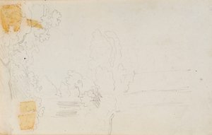 Een landschap en bomen (verso)
