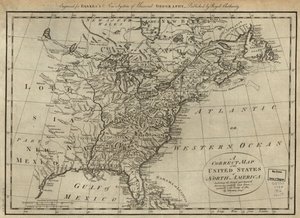 Een correcte kaart van de Verenigde Staten van Noord-Amerika, inclusief de Britse en Spaanse gebieden, zorgvuldig vastgesteld in overeenstemming met het verdrag van 1784. LOC 74692103 door Thomas Bowen
