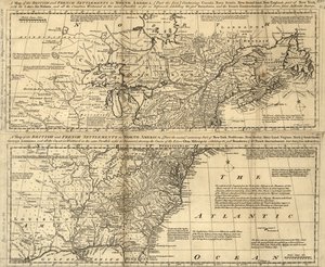 Een kaart van de Britse en Franse nederzettingen in Noord-Amerika LOC 2003623385 door Thomas Bowen