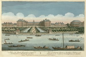 Een uitzicht op het Royal Hospital in Chelsea en de Rotunda in Ranelaigh Gardens, uitgegeven door Robert Sayer, 1751 door Thomas Bowles