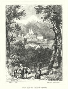 Turijn, vanaf het Kapucijnenklooster (gravure) door Thomas Brabazon Aylmer