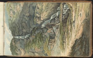Album van Landschap- en Figurenstudies. Een Waterval door Thomas Bradshaw