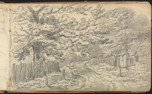 Album van Landschap- en Figurenstudies: Landweg bij Potten End door Thomas Bradshaw