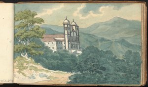 Album van Landschap- en Figurenstudies: Villa in de Bergen