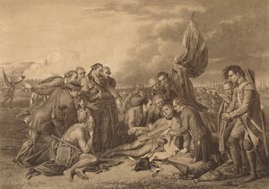 De dood van generaal Wolfe op de Hoogten van Abraham, Quebec, 13 september 1759 door Thomas Brown