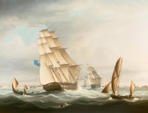 Eskader van de Blauwe bij Portsmouth door Thomas Buttersworth