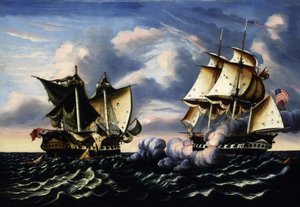Verovering van H.B.M. Fregat Macedonian door U.S. Fregat United States, 25 oktober 1812, 1852 door Thomas Chambers