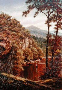 Zomerdag aan een bergmeer door Thomas Charles Farrer