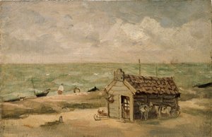 Een vissershut aan zee, begin 19e eeuw