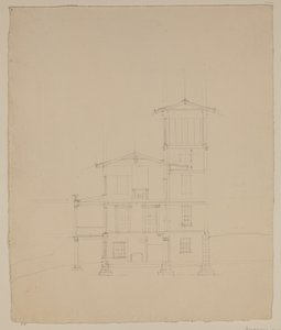 Tekening van voorgestelde villa in Catskill, ca. 1801-48 door Thomas Cole